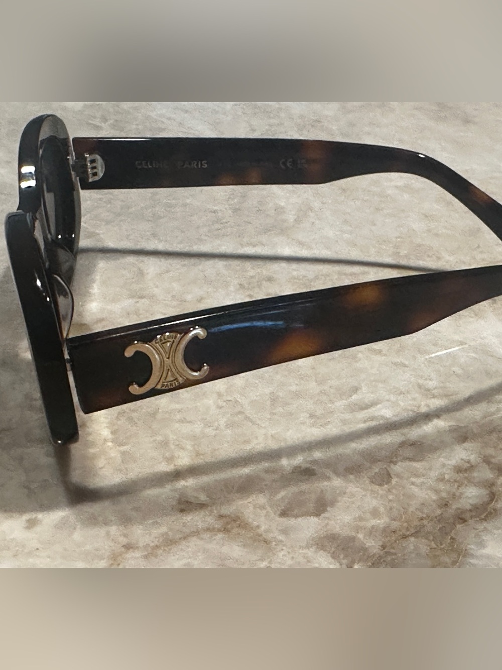 Celine TRIOMPHE Tortoise Oval Sunglasses with Dark Lenses - Picture 3 of 9